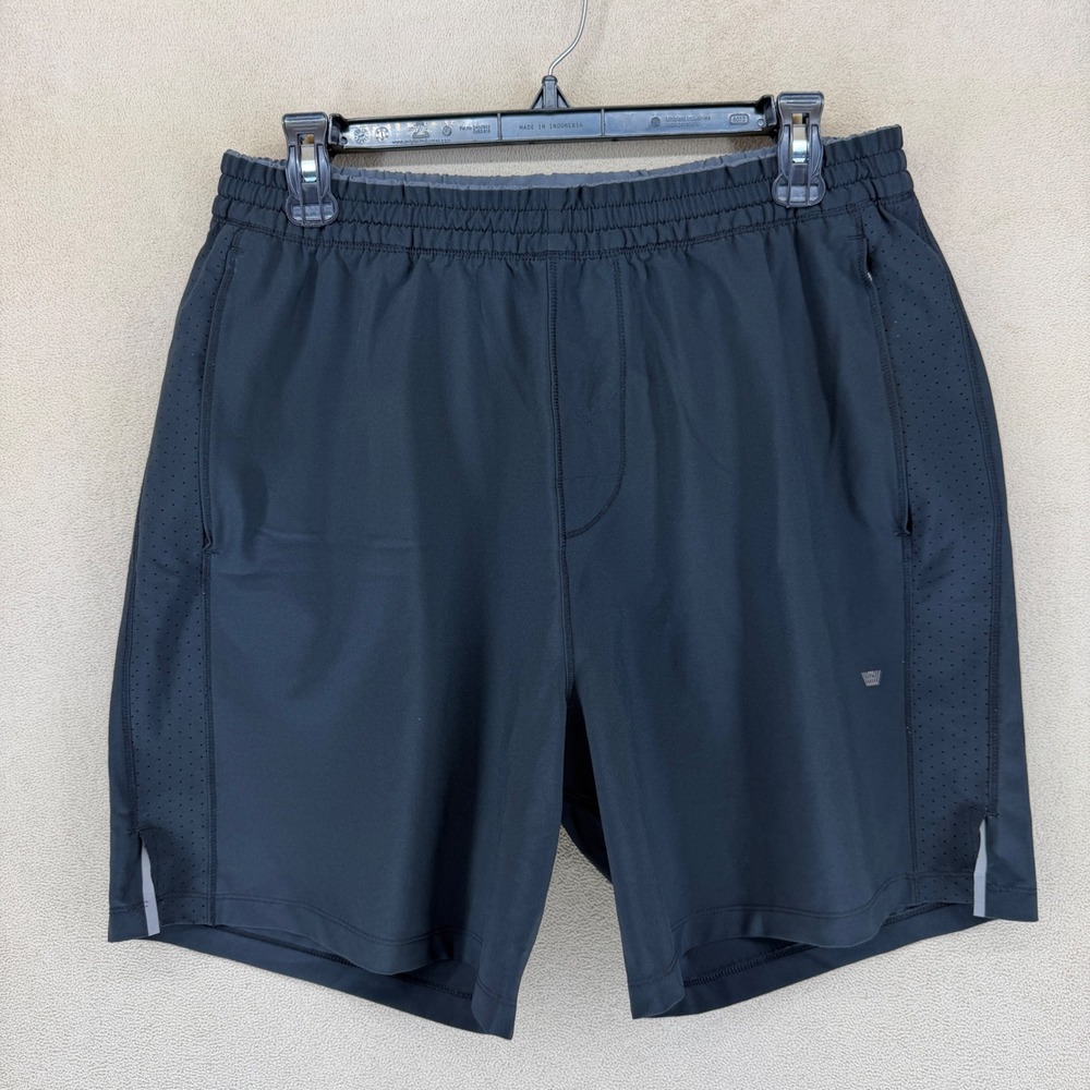 Mack Weldon Mens‎ Large Athletic Shorts Black Perforated Sides Drawstring Waist